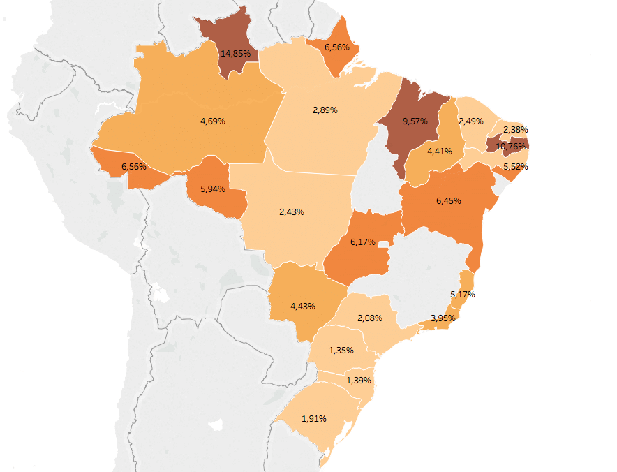 Infográfico: Mapa dos comissionados. Paraná é o estado com a menor taxa de comissionados em relação ao total de servidores.