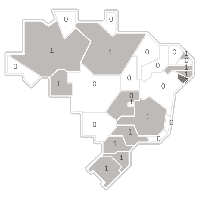 Mapa da pesquisa Ibope em cada estado das intenções de voto do candidato Vera